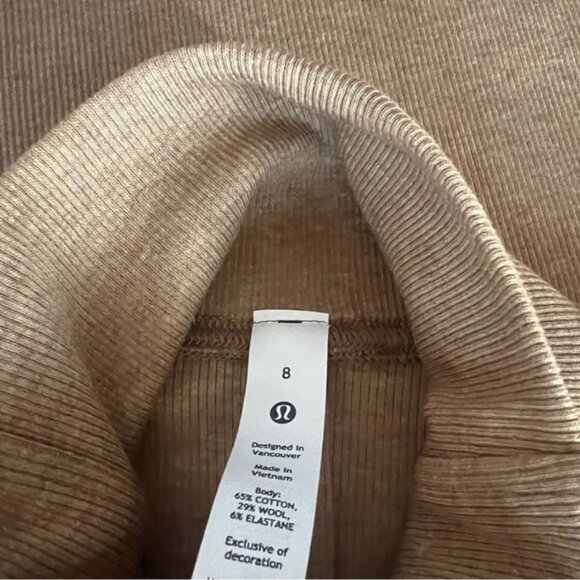 Lululemon Ribbed WoolBlend TurtleneckHeathered Allspice size 8 - Picture 9 of 13